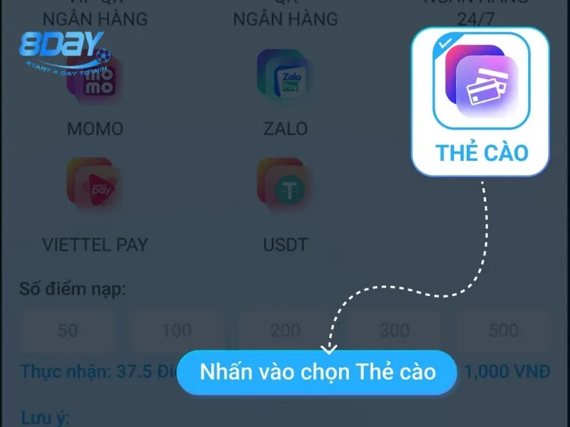 Sử dụng thẻ cào điện thoại khi nạp tiền